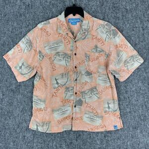 Bermuda Bay Silk Shirt Medium Mens Hawaiian Resort‎ Floral Casual Camp Cabana